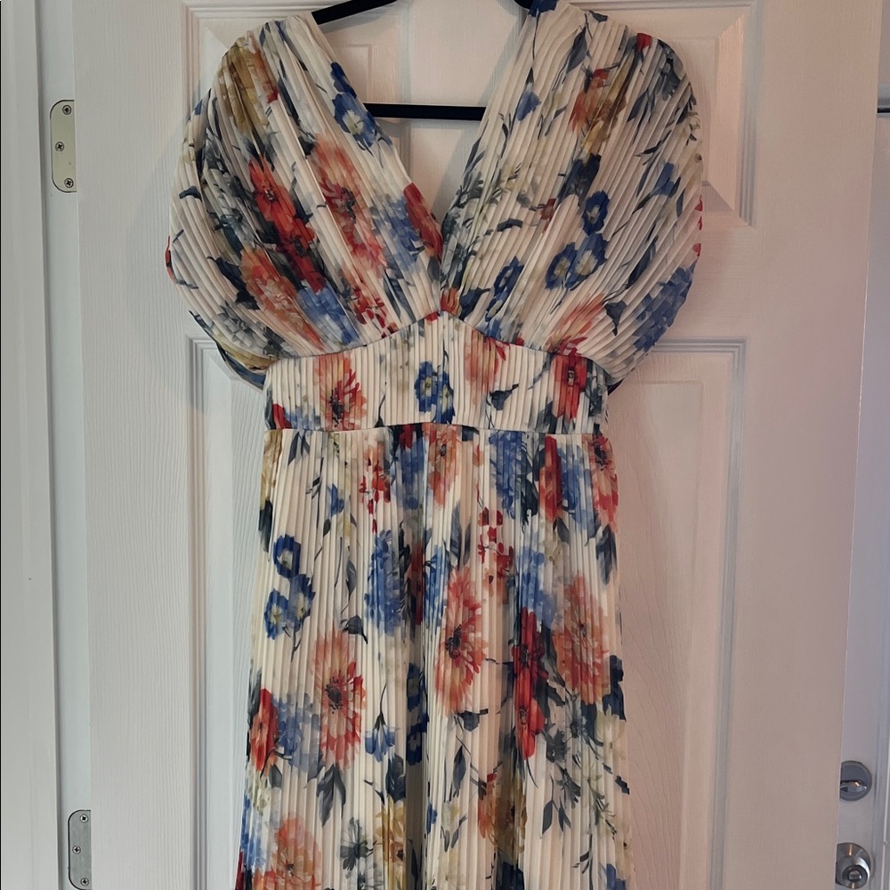 NWT Floral Pleated Maxi Dress